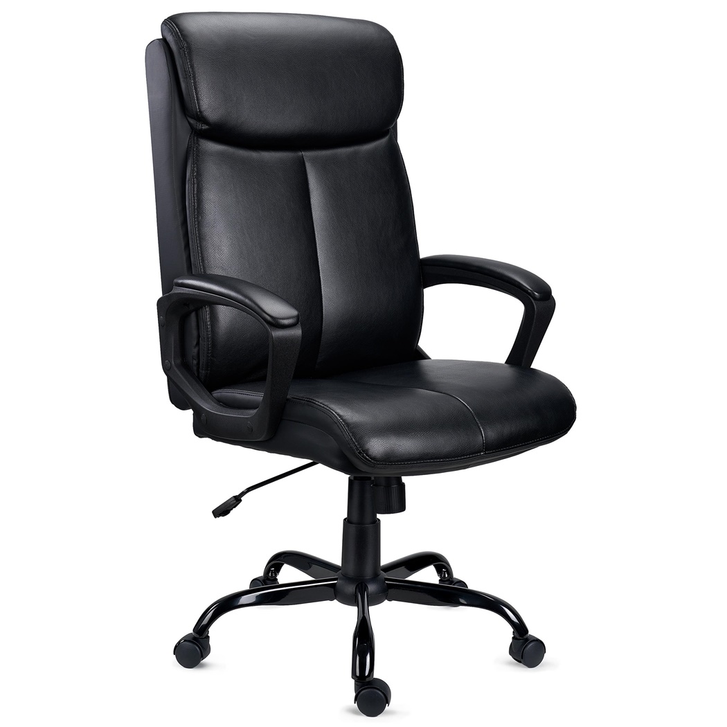 DEMO# Fauteuil de bureau COSMO CUIR, Grande qualité, Noir