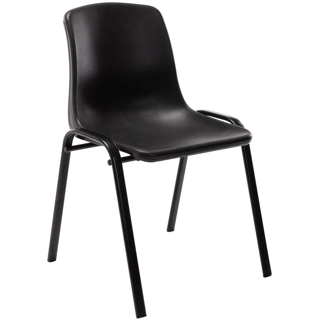 Chaise visiteur LEILA, Empilable, Polyvalente et Structure Métallique, en Plastique Noir