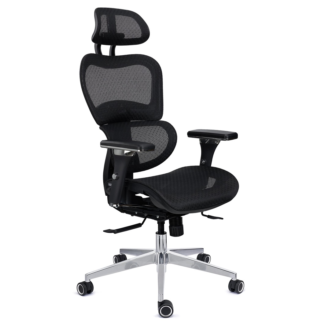 DEMO# Chaise Ergonomique VICTORY PRO, 100% Ajustable, Utilisation Intensive 8h, en Maille, Noir