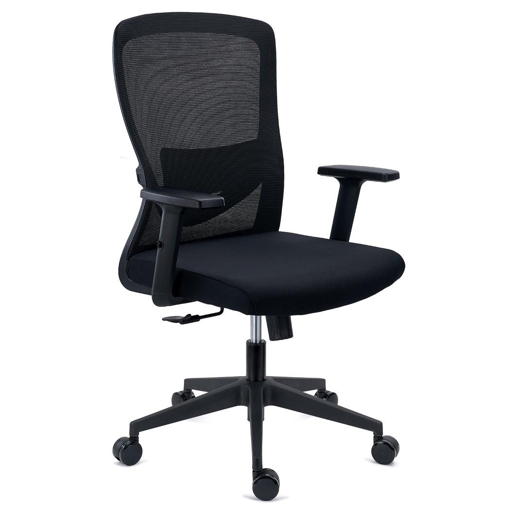 Chaise de Bureau NOTE, Utilisation Intensive de 8h, Support Lombaire Réglable, en Tissu et Maille, Noir
