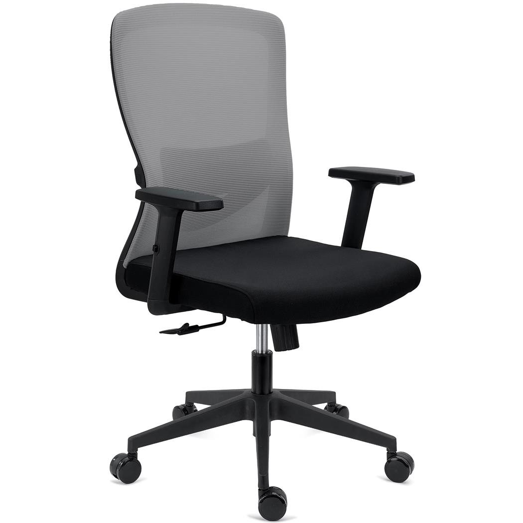 Chaise de Bureau NOTE, Utilisation Intensive de 8h, Support Lombaire Réglable, en Tissu et Maille, Gris