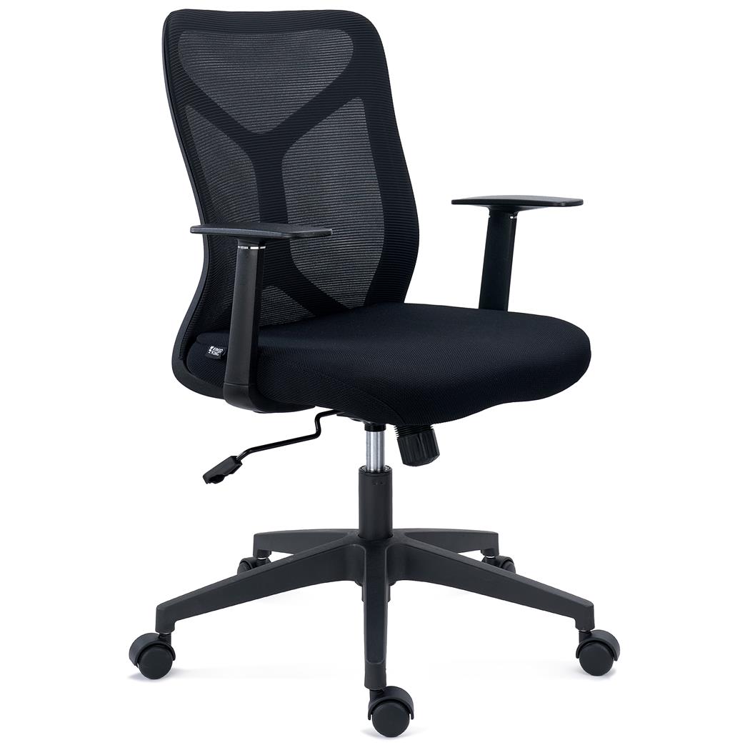 Chaise de Bureau GINGER, Mécanisme Basculant, Robuste et Polyvalente, Tissu et Maille, Noir