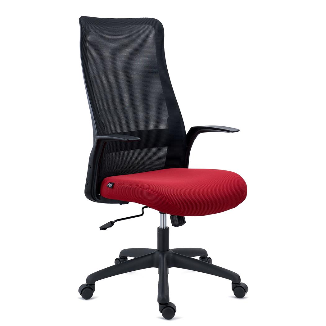 Chaise de Bureau SIERRA, Support Lombaire, Accoudoirs Design, en Tissu et Maille Respirable, Rouge