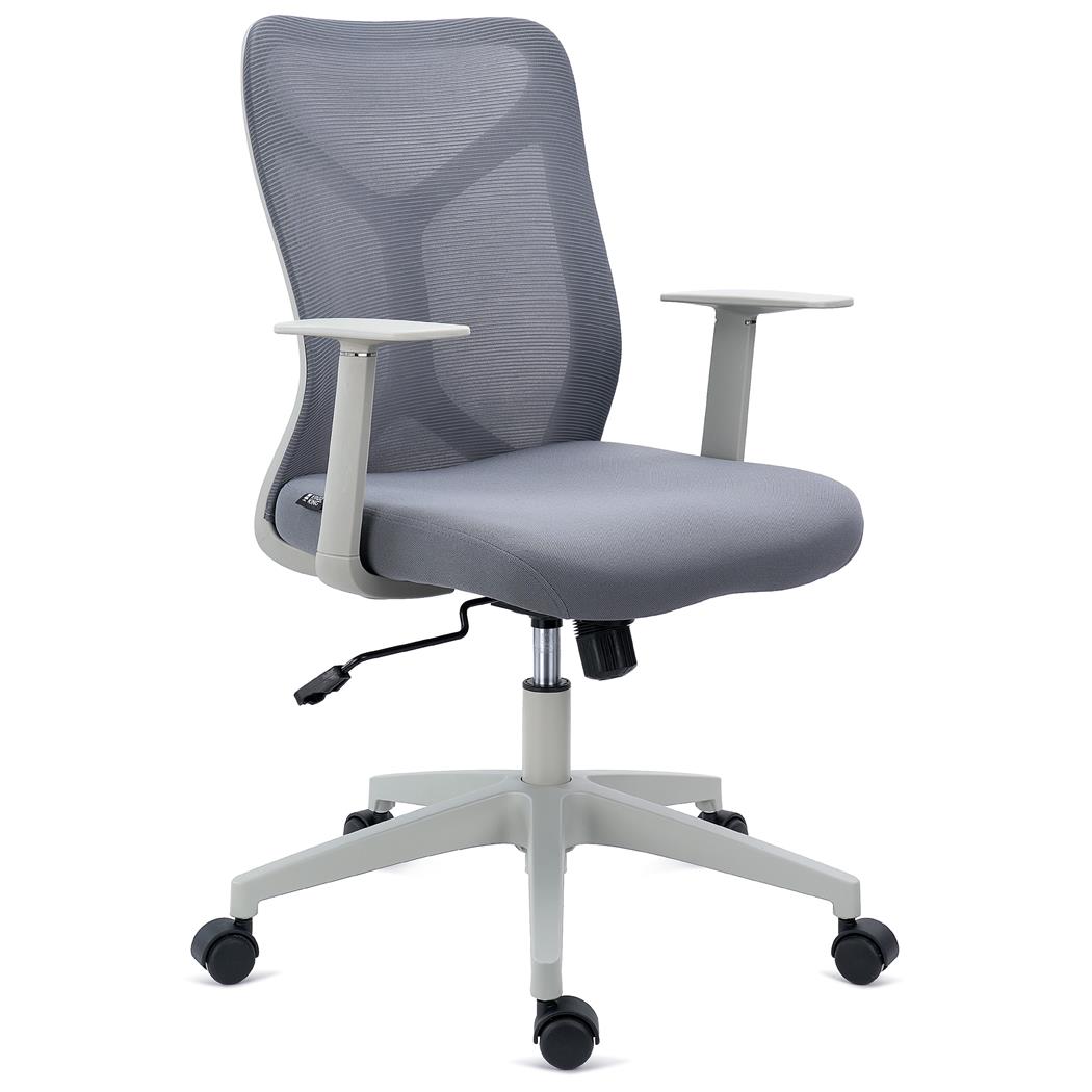 Chaise de Bureau GINGER, Mécanisme Basculant, Robuste et Polyvalente, Tissu et Maille, Gris