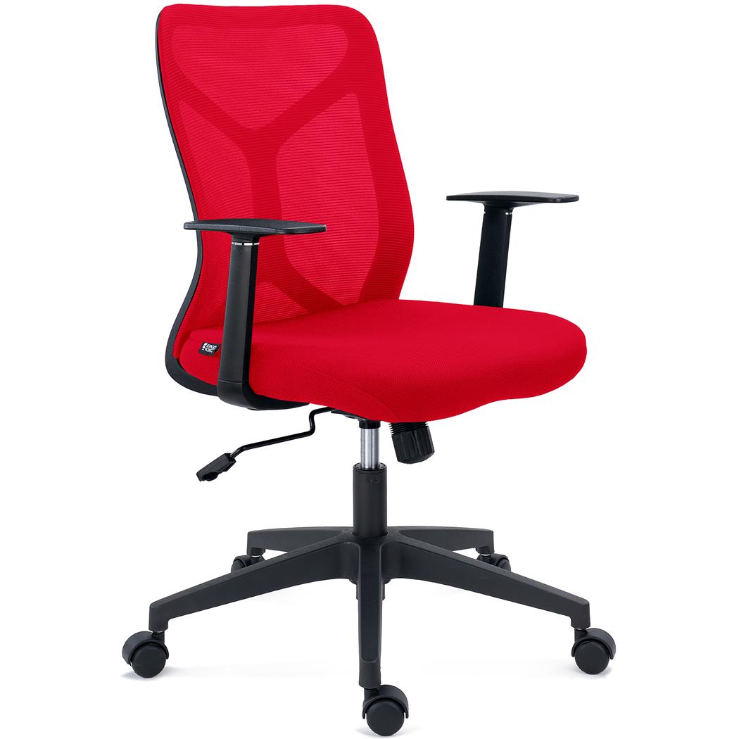 Chaise de Bureau GINGER, Mécanisme Basculant, Robuste et Polyvalente, Tissu et Maille, Rouge