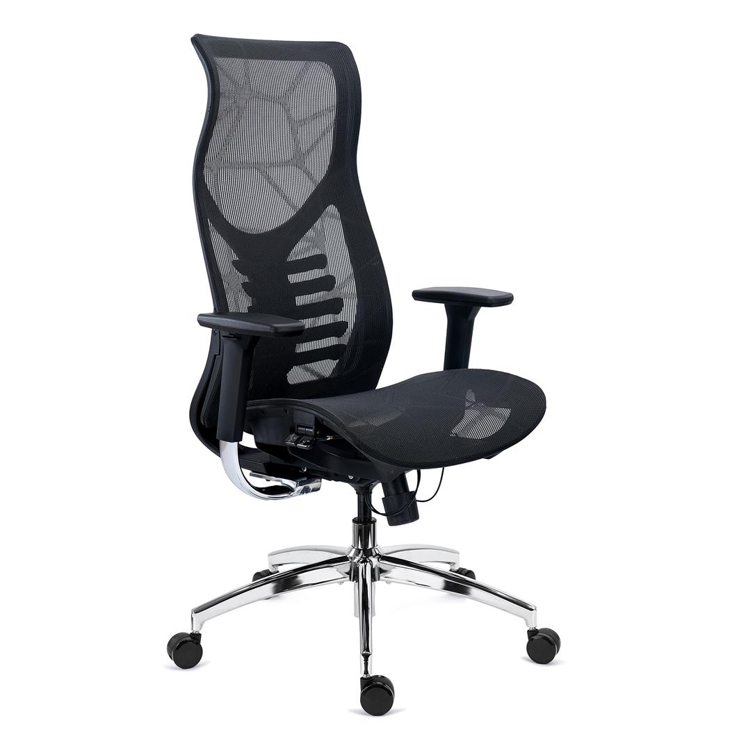 Chaise Ergonomique VICTUS, Dossier Haut avec Soutien Lombaire, Utilisation Intensive 8h, en Maille, Noir