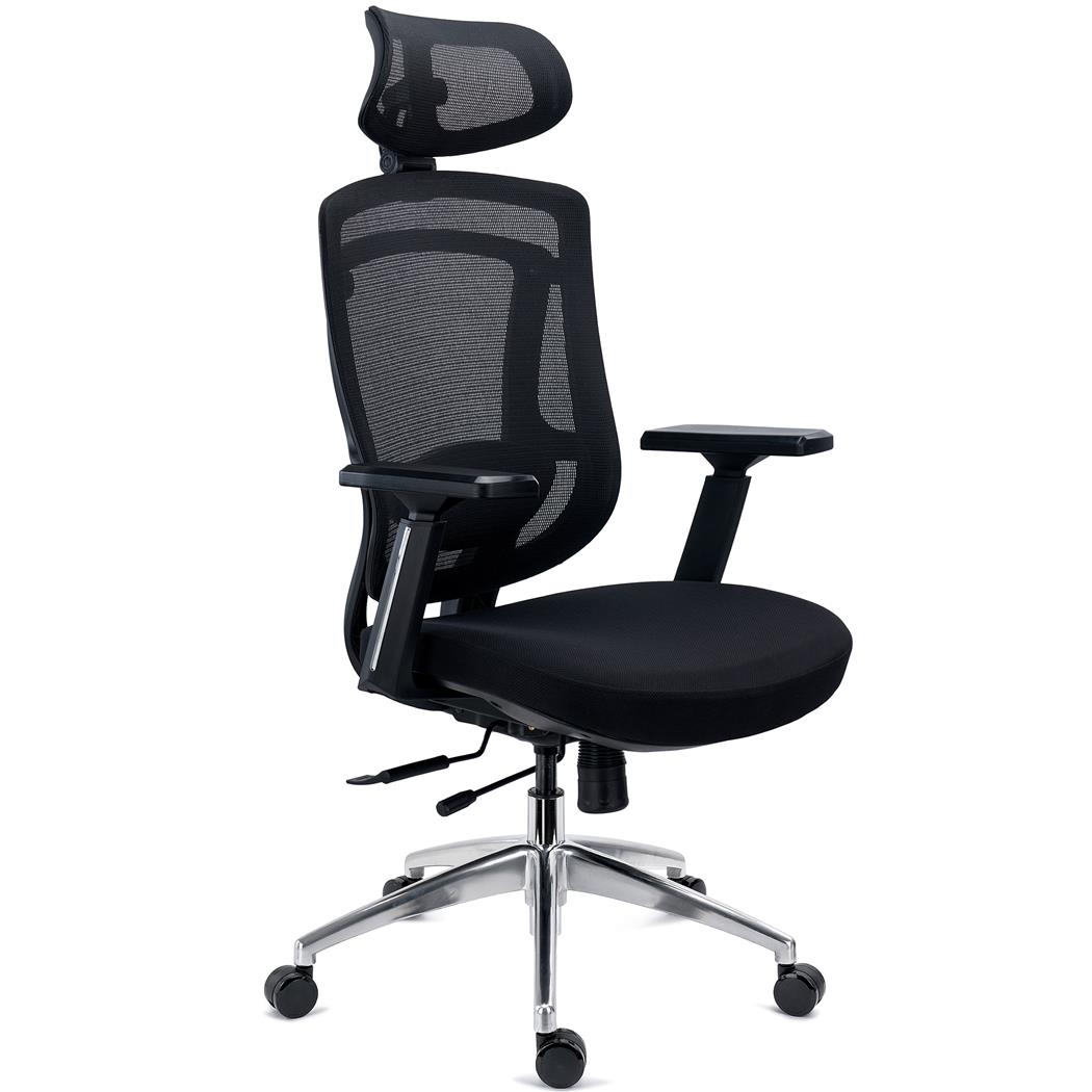 Chaise Ergonomique ASTON, Support Lombaire 3D, Assise Réglable en Profondeur, Utilisation Intensive 8h, Noir