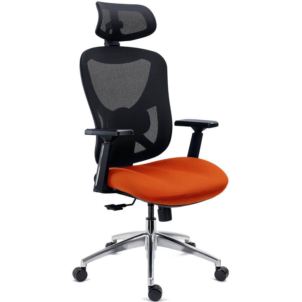 Chaise Ergonomique URUS, Dossier Réglable en Hauteur, Mousse Injectée, Utilisation Intensive, Orange