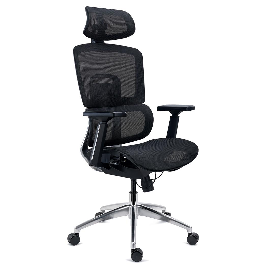 Chaise Ergonomique TITAN, Structure et Piètement Métallique, Assise Ajustable, Accoudoirs 3D, Noir