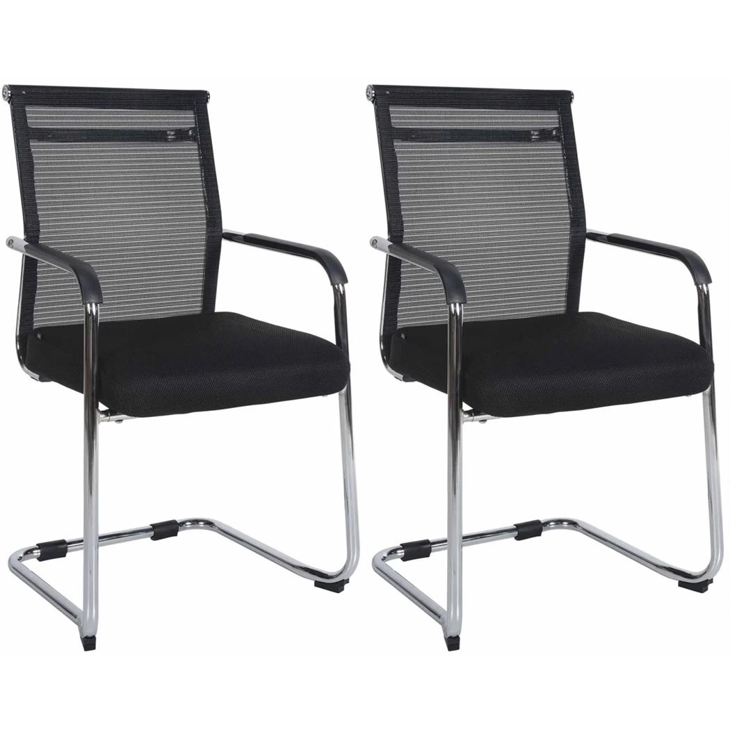 Lot de 2 Chaises Visiteur ORES, Grand Rembourrage et Design élégant, Structure en métal Chromé