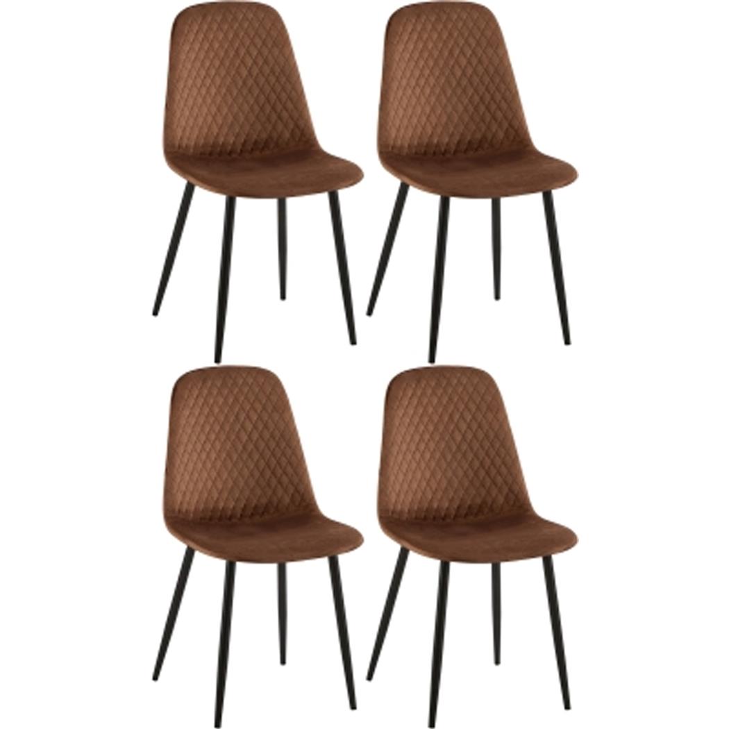 Lot de 4 Chaises visiteur DOGMA, Design Elégant, Piétement métallique, en Velours, Marron