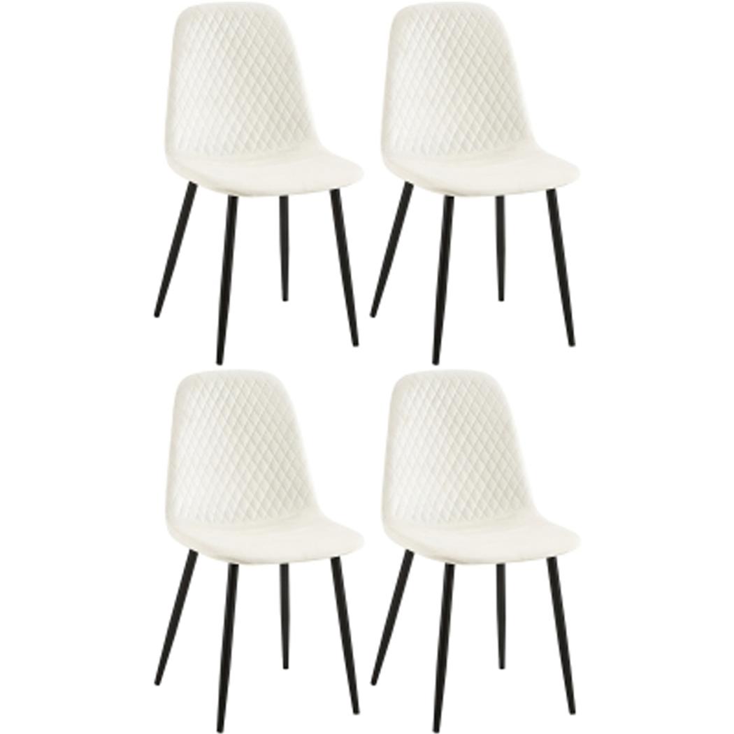 Lot de 4 Chaises visiteur DOGMA, Design Elégant, Piétement métallique, en Velours, Blanc
