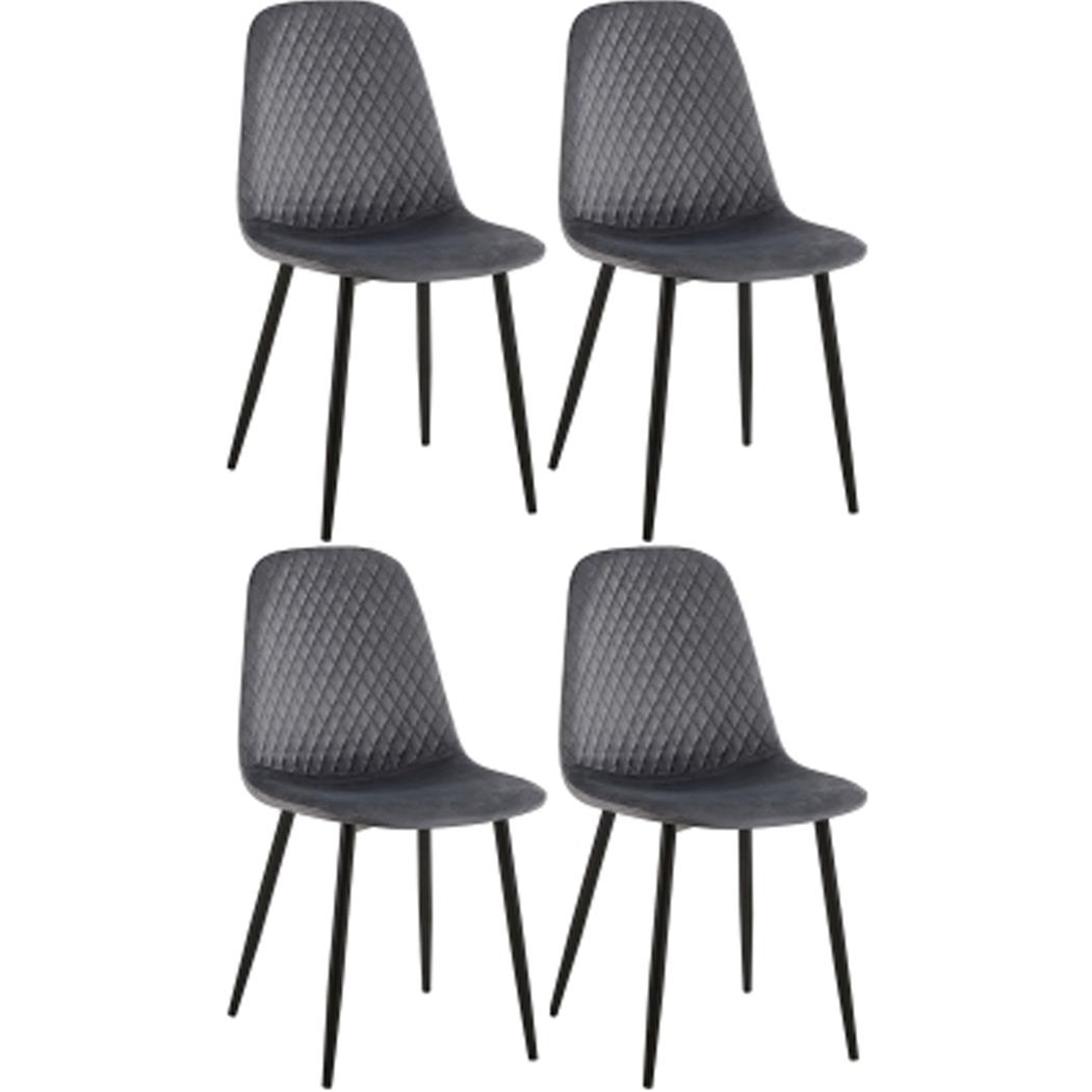 Lot de 4 Chaises visiteur DOGMA, Design Elégant, Piétement métallique, en Velours, Gris Foncé