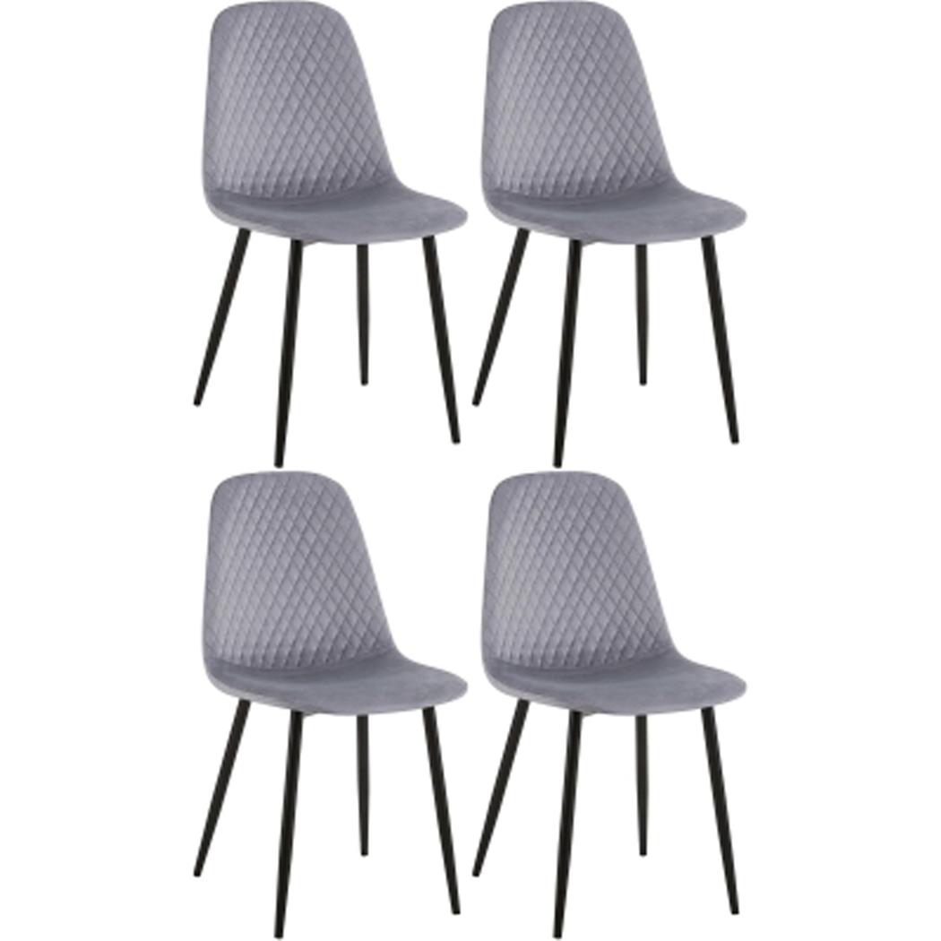 Lot de 4 Chaises visiteur DOGMA, Design Elégant, Piétement métallique, en Velours, Gris 