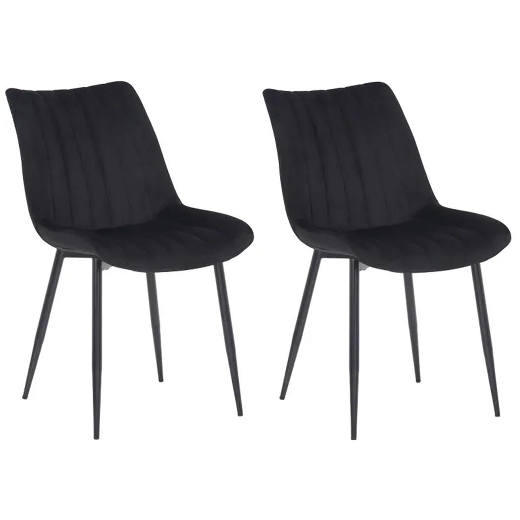 Lot de 2 Chaises de Salle à Manger ZEFIR, Structure métallique, Revêtement en Velours Noir