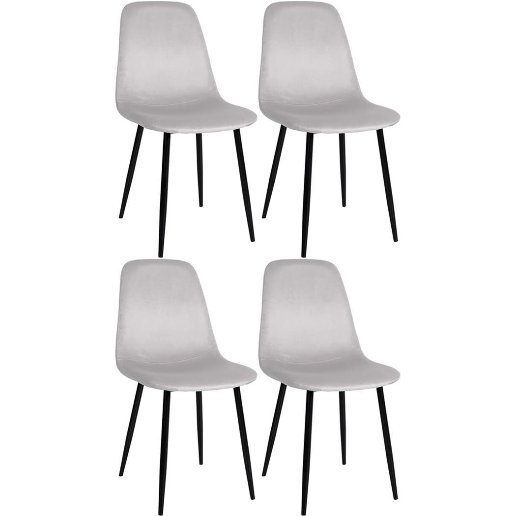 Lot de 4 Chaises visiteurs NAIPES, Design Elégant, Structure en métal Noir, Velours, Crème