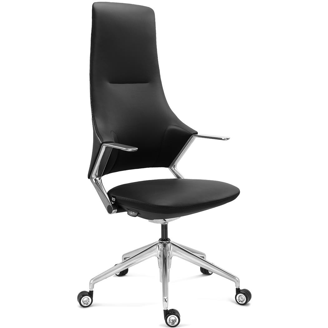 Fauteuil de Bureau BOHÈME, Excellente Qualité, Design Unique, Aluminium et Cuir, Noir