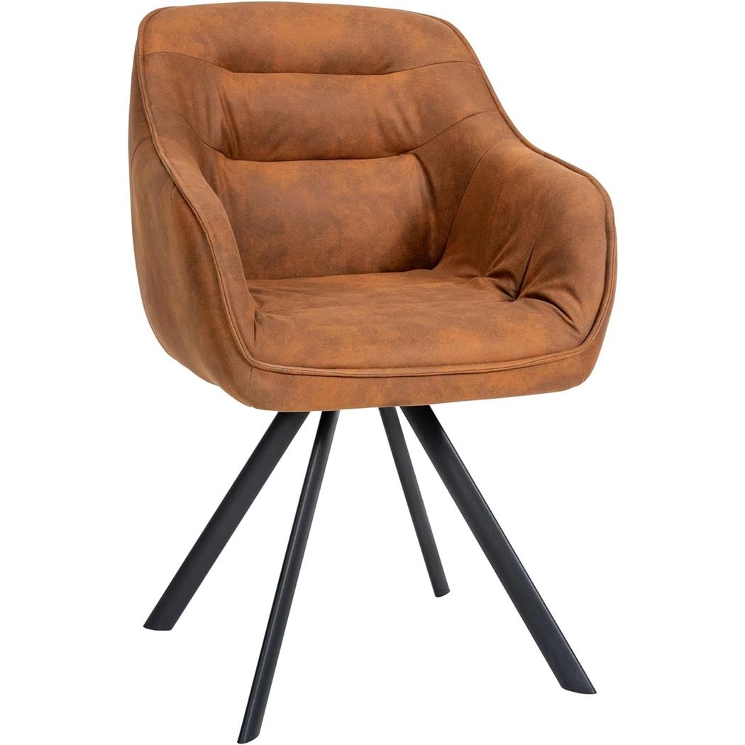 Chaise Visiteur CLODIS TISSU, Piètement Métallique, Marron Clair