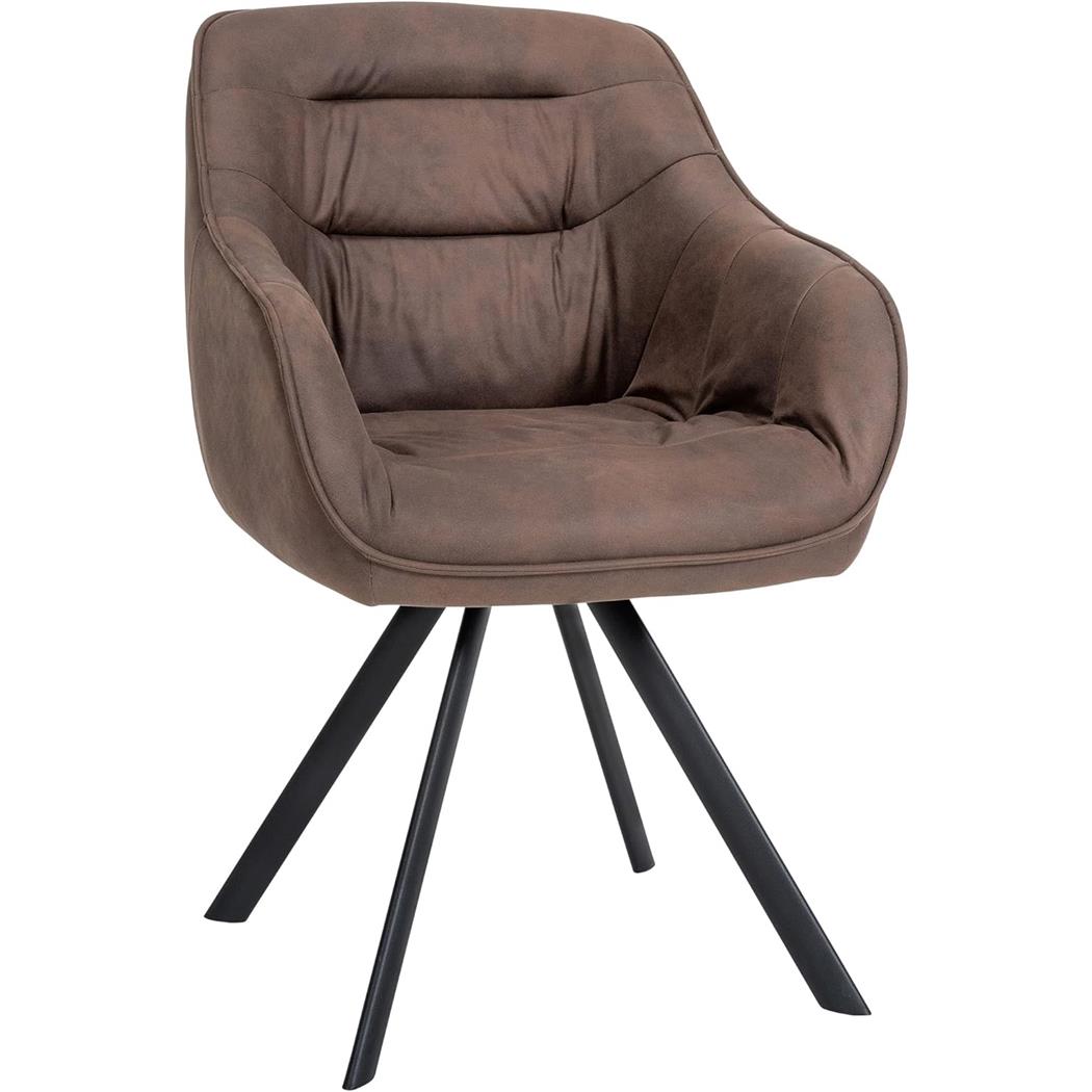 Chaise Visiteur CLODIS TISSU, Piètement Métallique, Marron Foncé