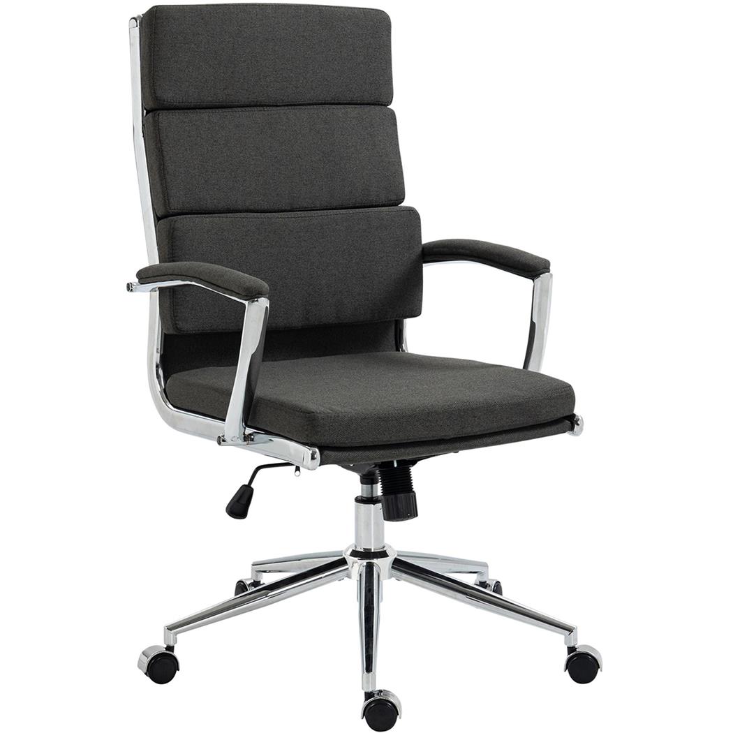 Fauteuil de Bureau TODRA TISSU, Confort et Élegance, Piètement Acier Chromé, Gris Foncé