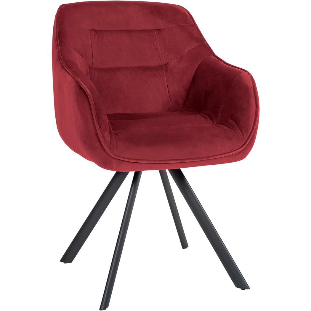 Chaise Visiteur CLODIS VELOURS, Piètement Métallique, Bordeaux