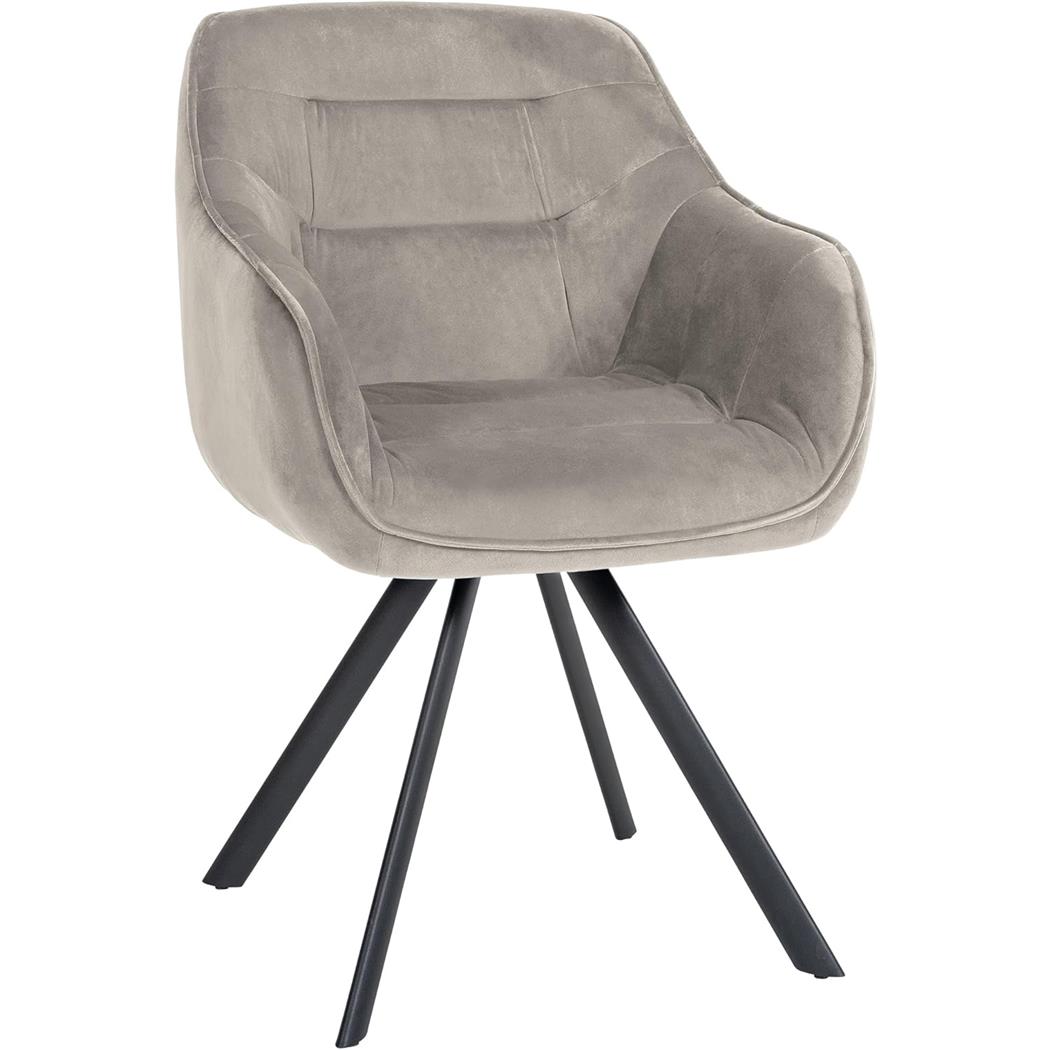 Chaise Visiteur CLODIS VELOURS, Piètement Métallique, Gris Clair
