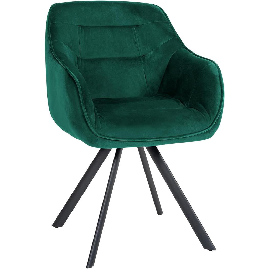 Chaise Visiteur CLODIS VELOURS, Piètement Métallique, Vert
