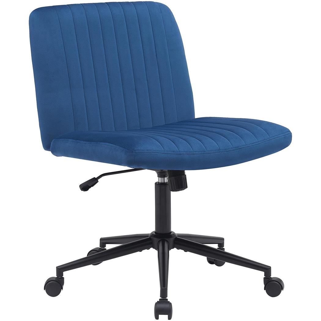 Chaise de Bureau SONNY, Structure en Métal, Revêtement en Velours, Bleu