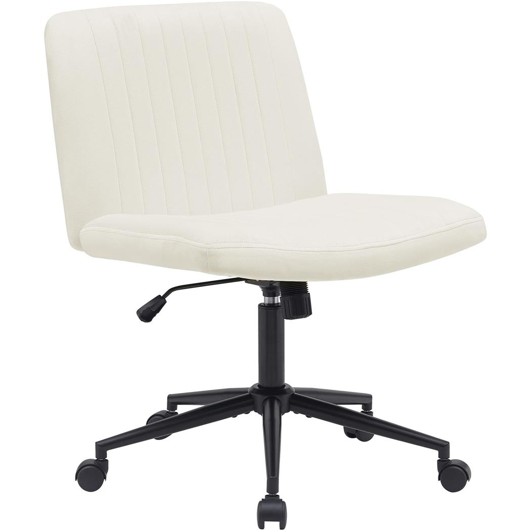 Chaise de Bureau SONNY, Structure en Métal, Revêtement en Velours, Crème