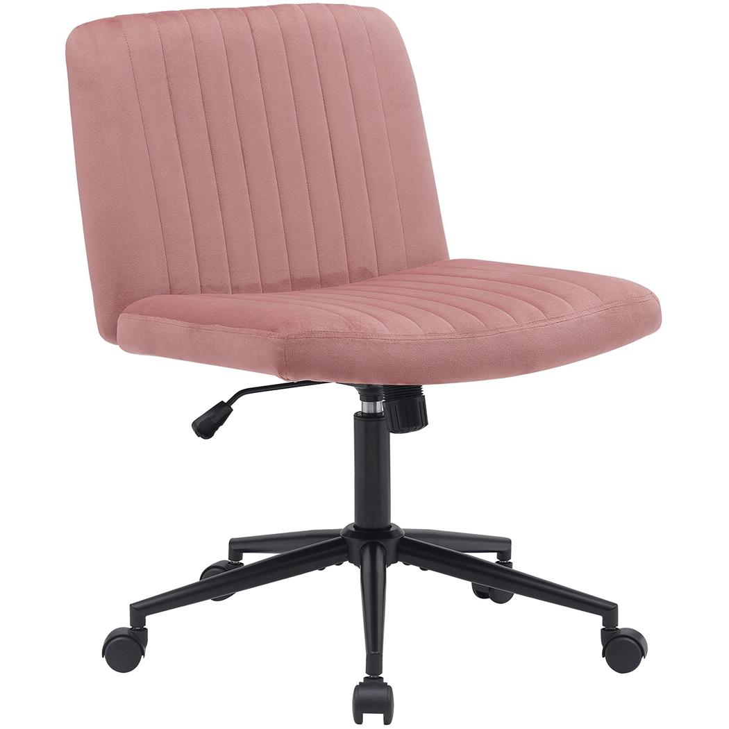 Chaise de Bureau SONNY, Structure en Métal, Revêtement en Velours, Rose