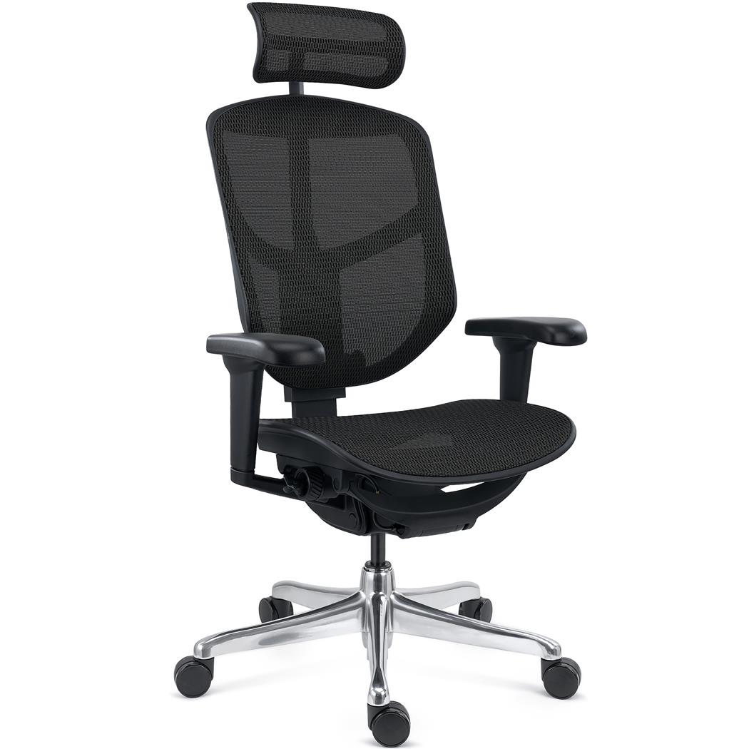 Chaise Ergonomique ENJOY, 100% Ajustable au Design Exclusif, Utilisation Intensive 8h, en Maille, Noir