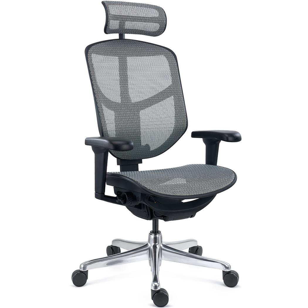 Chaise Ergonomique ENJOY, 100% Ajustable au Design Exclusif, Utilisation Intensive 8h, en Maille, Gris