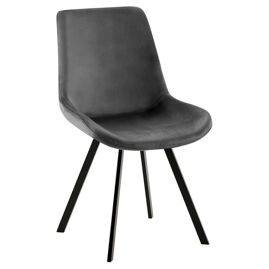 Chaise Visiteur UNAMI, Piètement en métal noir mat, en Velours, Gris Foncé