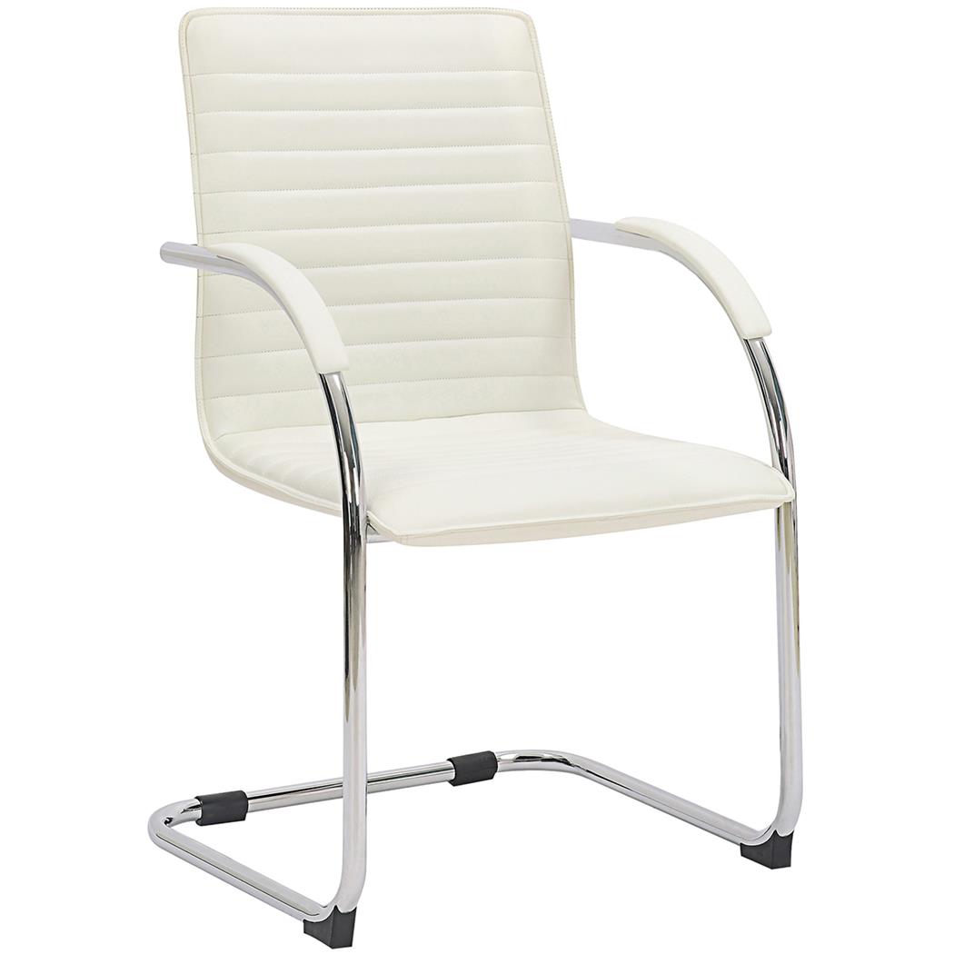 Chaise de Conférence GREGORY, Structure Métallique, Design élégant et moderne, Cuir, Blanc