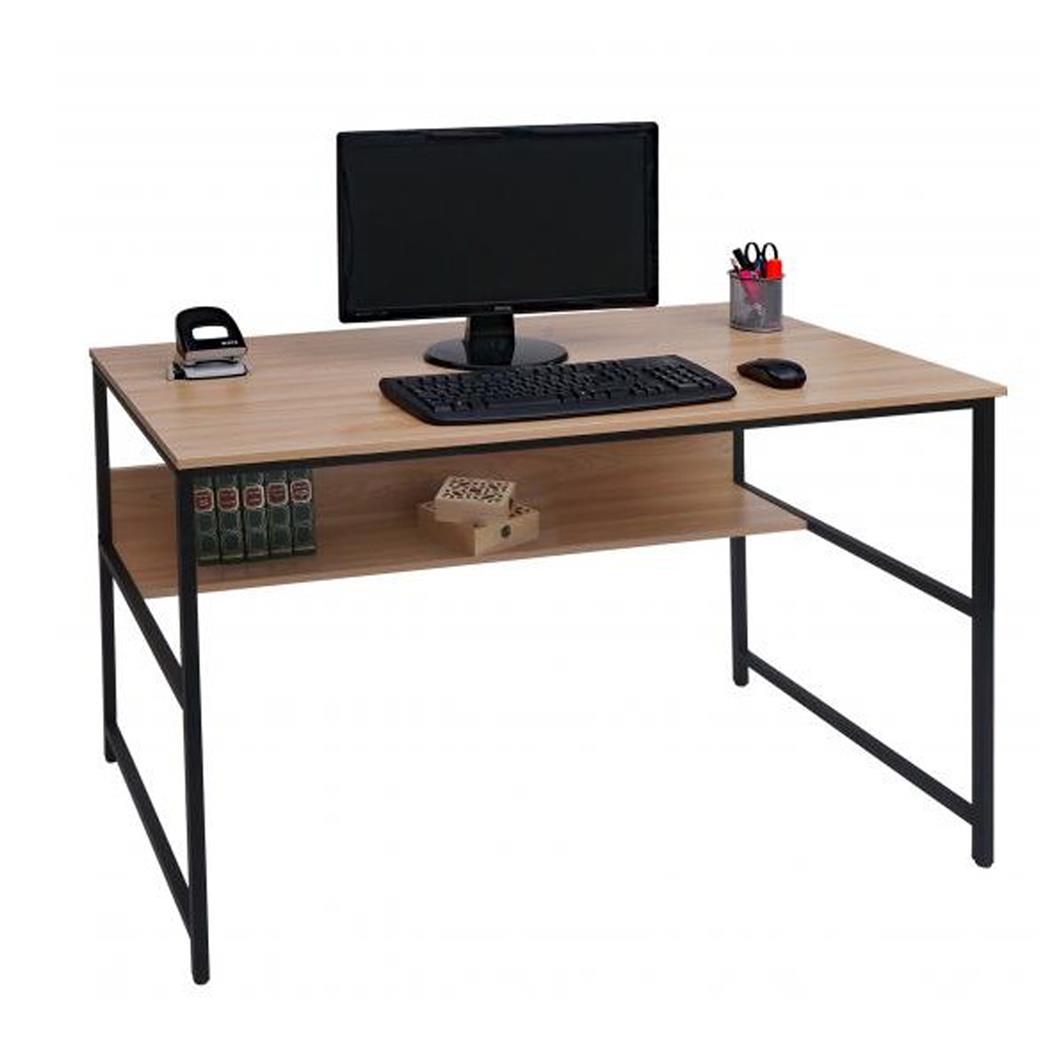 Bureau Informatique EVOKE, 120 x 60 x 78 cm, structure en métal, couleur Hêtre