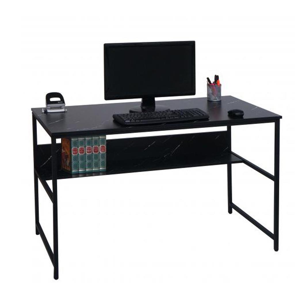 Bureau Informatique EVOKE, 120 x 60 x 78 cm, structure en métal, aspect Marbre Noir