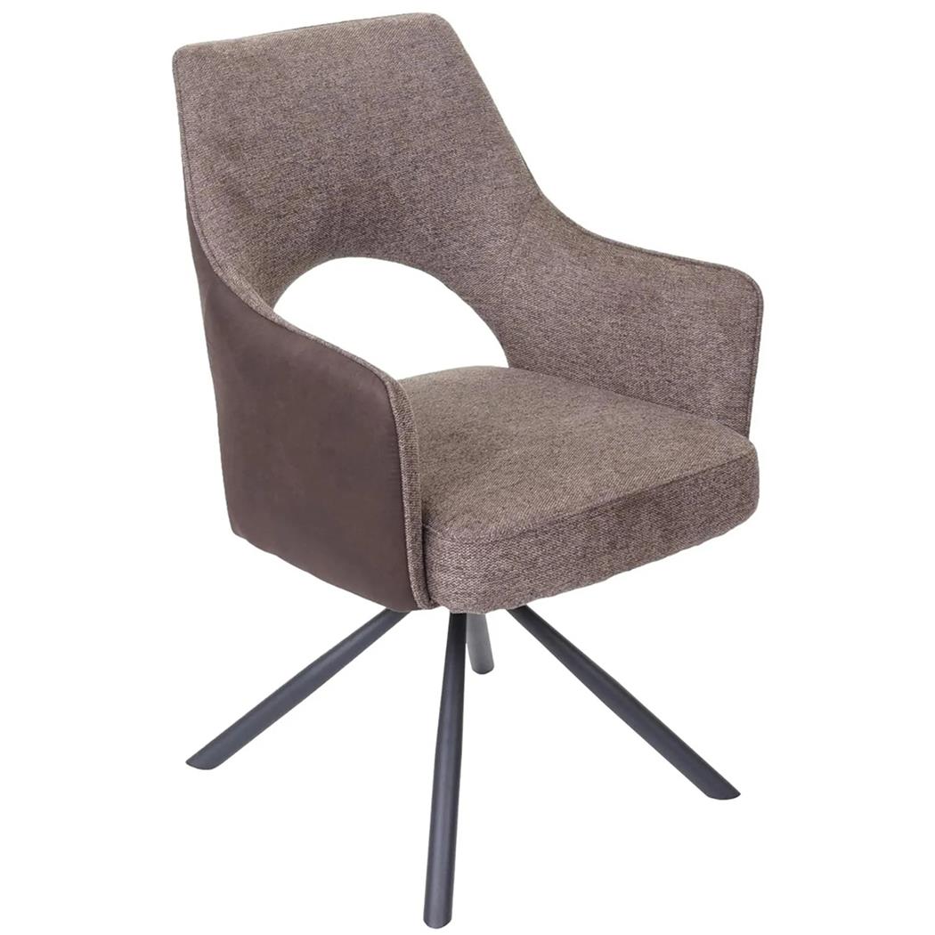 Chaise Conférence ANNIE, Design Moderne et Original, Pivotante, en Tissu Marron Foncé