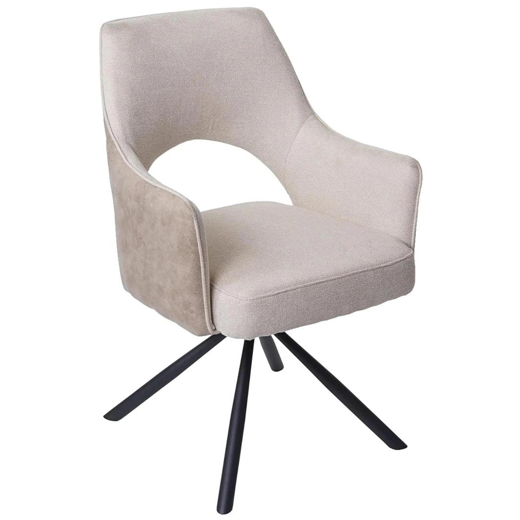 Chaise Conférence ANNIE, Design Moderne et Original, Pivotante, en Tissu Crème