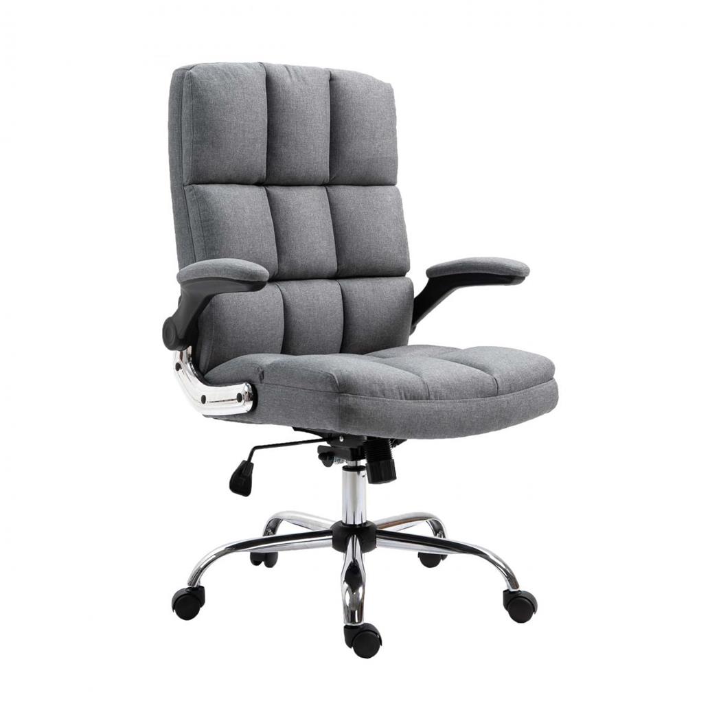 Fauteuil de bureau ALEXANDER, Grand Rembourrage, Accoudoirs relevables, Tissu, Gris Clair