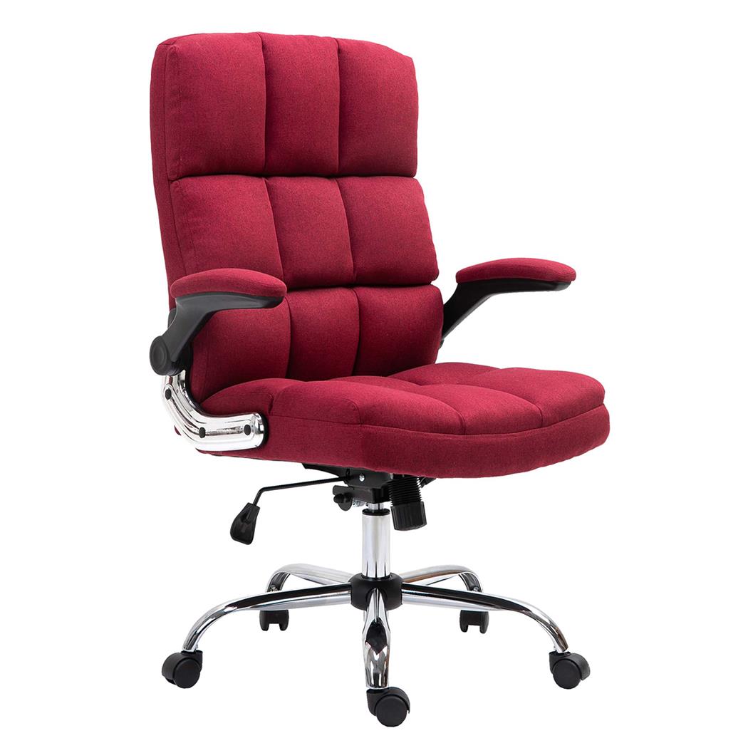 Fauteuil de bureau ALEXANDER, Grand Rembourrage, Accoudoirs relevables, Tissu, Rouge