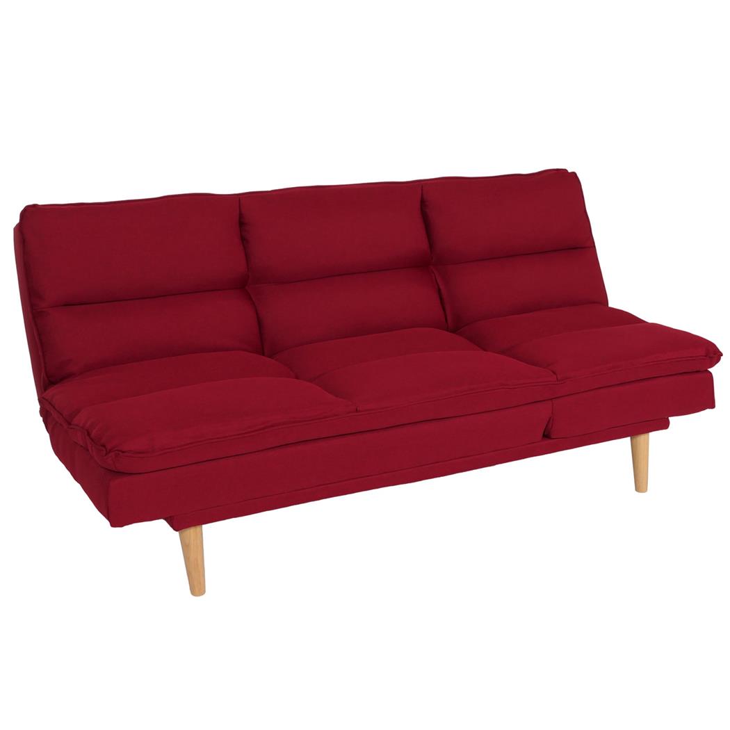 Canapé MENDIX, Convertible en Lit, Confortable et Fonctionnel, en Tissu, Rouge