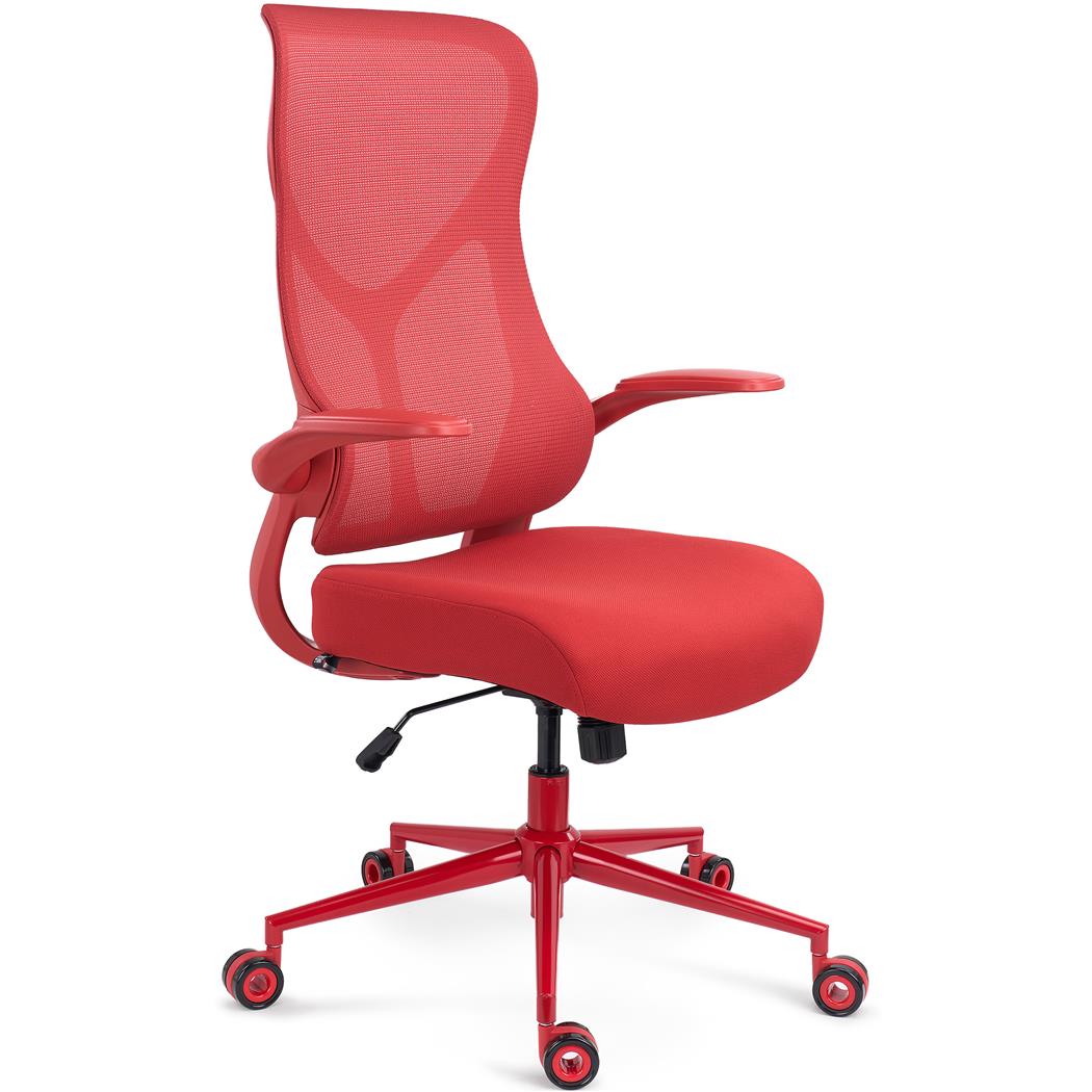 Chaise Ergonomique DAPHNE COLOR, Design Elégant, Accoudoirs Rabattables, Rouge