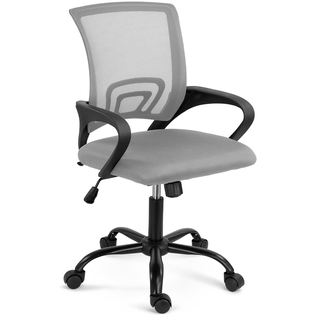 Chaise de bureau SÉOUL BLACK, Support Lombaire, Assise Rembourrée, Tissu et Maille Respirable, Gris