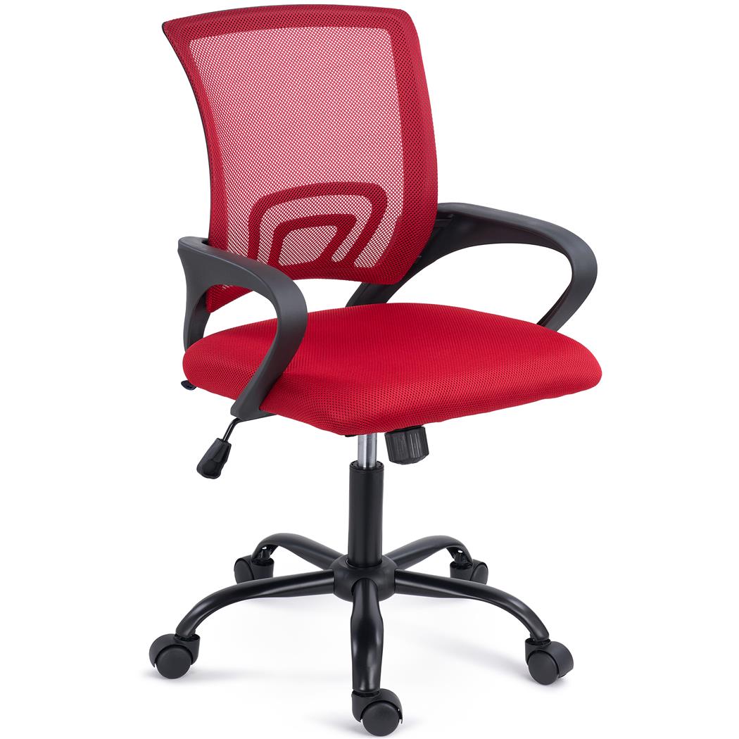 Chaise de bureau SÉOUL BLACK, Support Lombaire, Assise Rembourrée, Tissu et Maille Respirable, Rouge