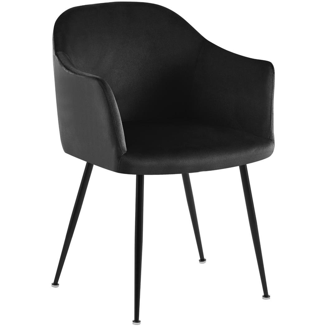 Fauteuil Visiteur VIVIAN, Design Moderne, Grand Confort, en Velours, Noir
