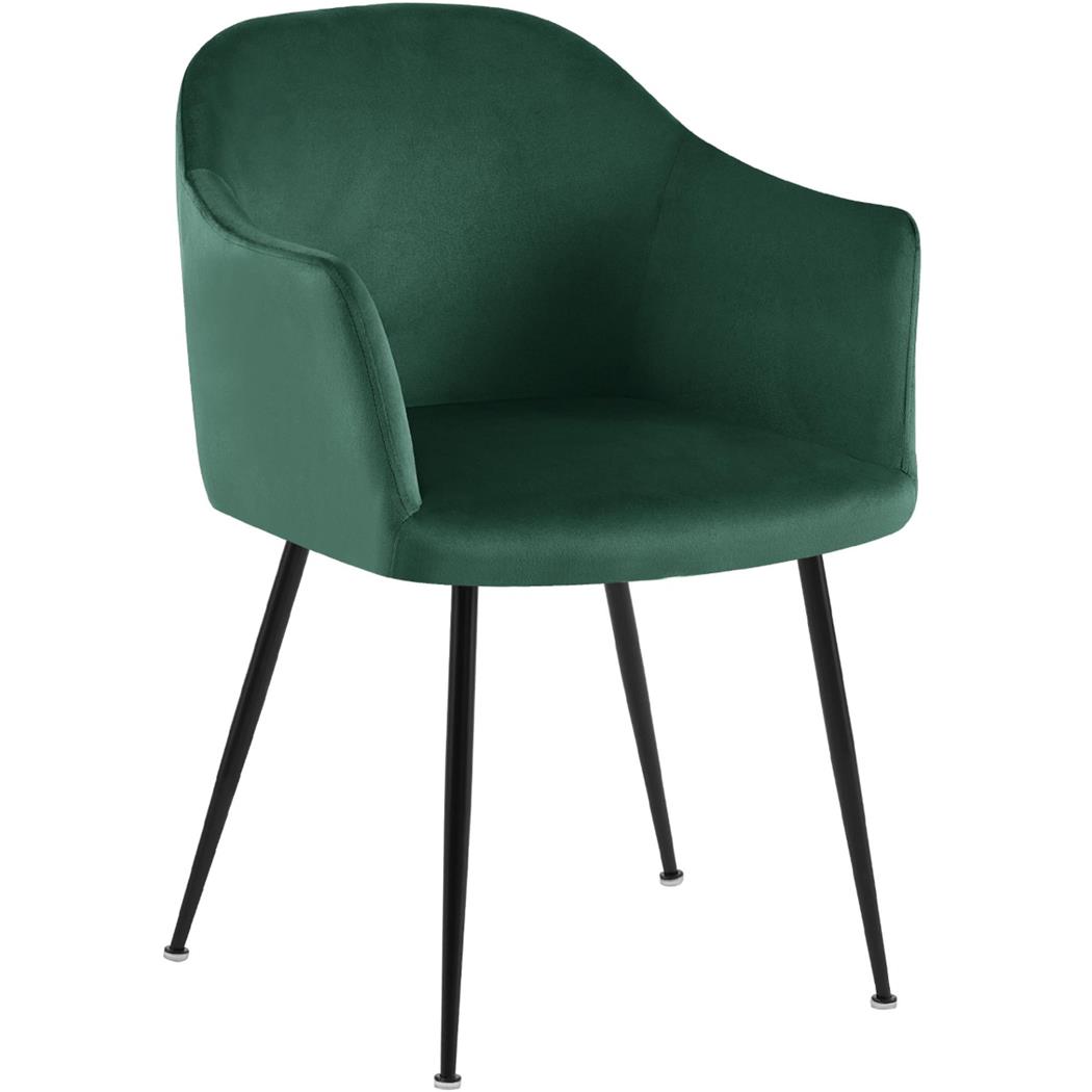 Fauteuil Visiteur VIVIAN, Design Moderne, Grand Confort, en Velours, Vert