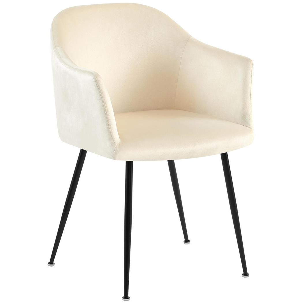 Fauteuil Visiteur VIVIAN, Design Moderne, Grand Confort, en Velours, Crème