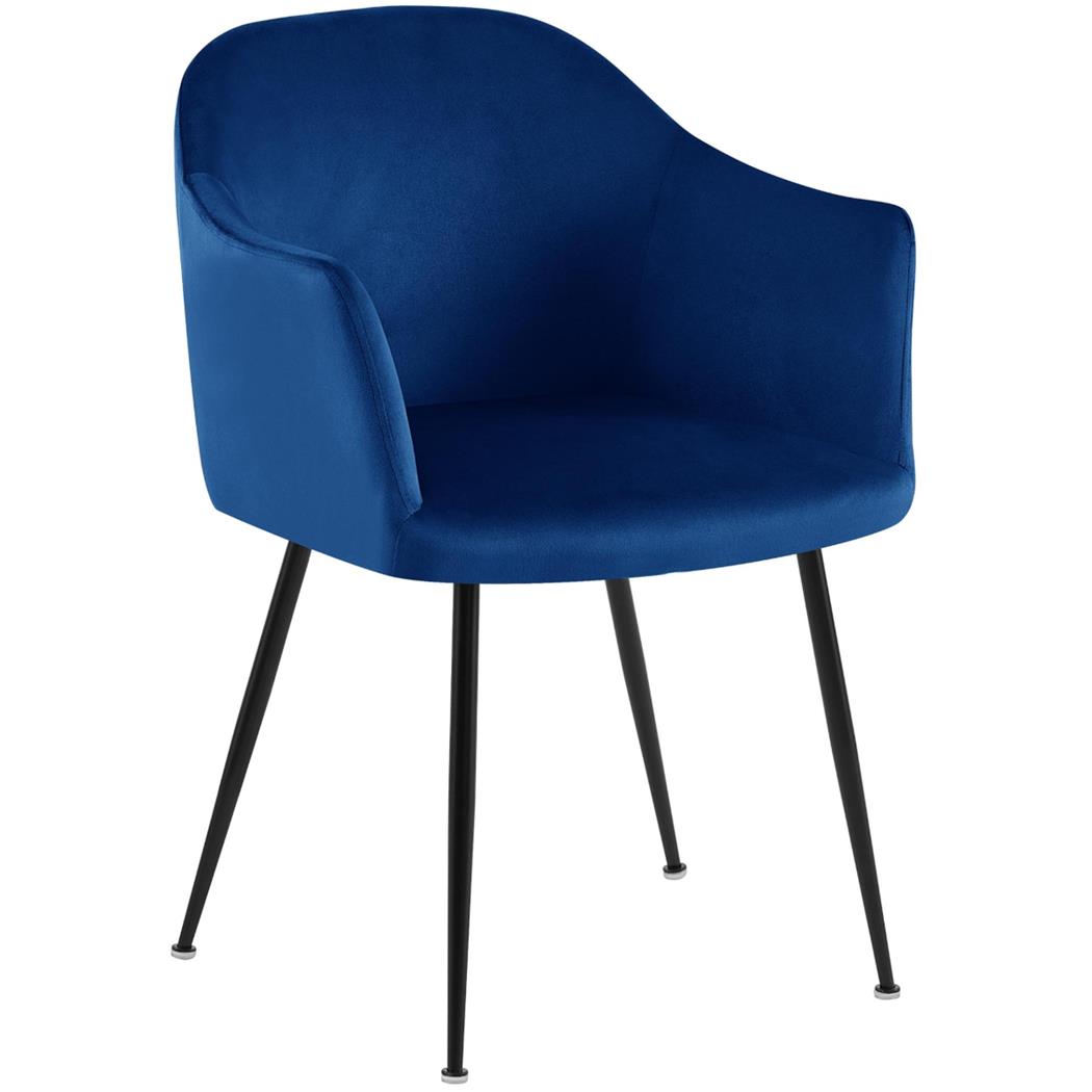 Fauteuil Visiteur VIVIAN, Design Moderne, Grand Confort, en Velours, Bleu