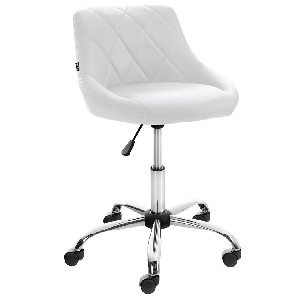 Tabouret de Travail DOVER CUIR, Rembourrage Épais, Design élégant, Blanc