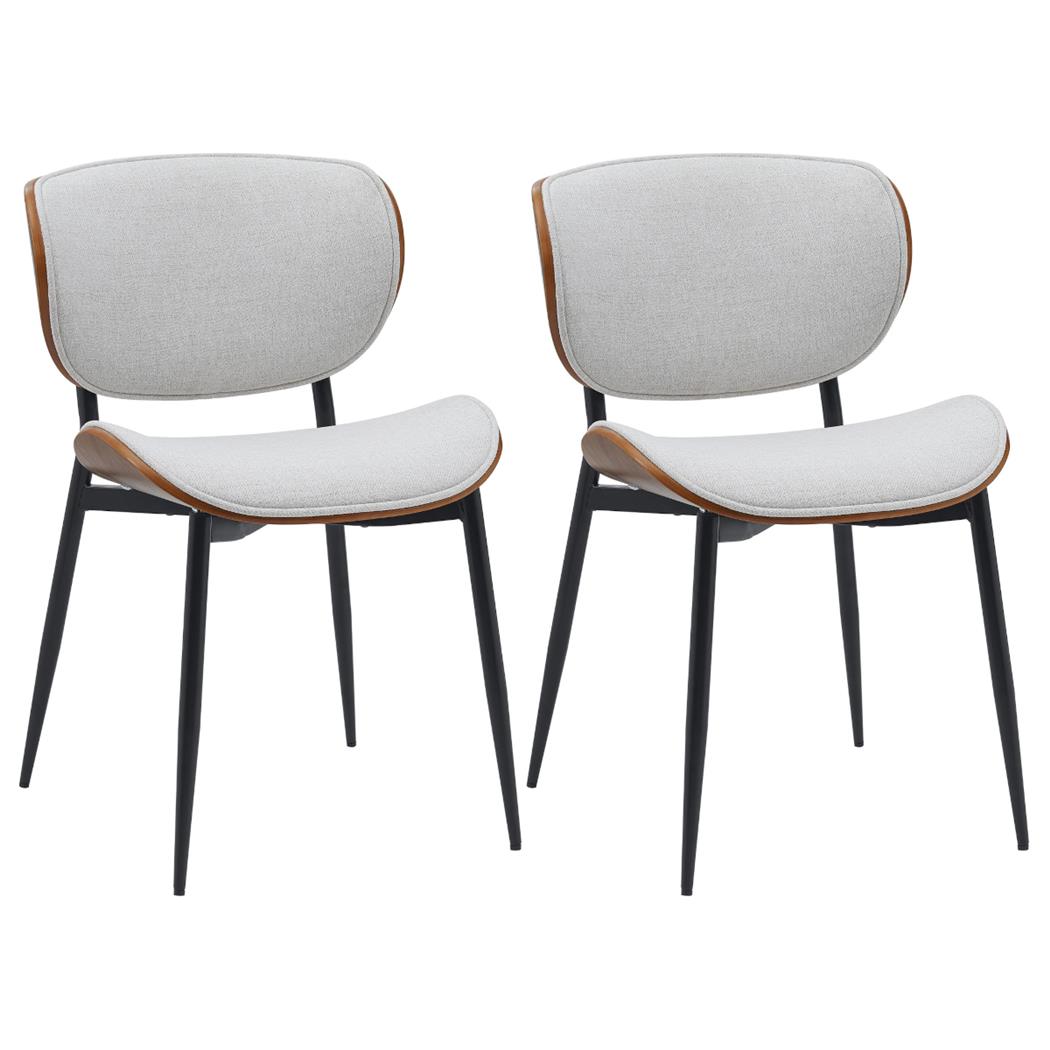 Lot de 2 Chaises Visiteur BRONSON TISSU, Design Exclusif, Structure en Bois, Crème